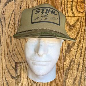 Vintage Stihl Chainsaw Tan and Camo Snapback Trucker Hat
